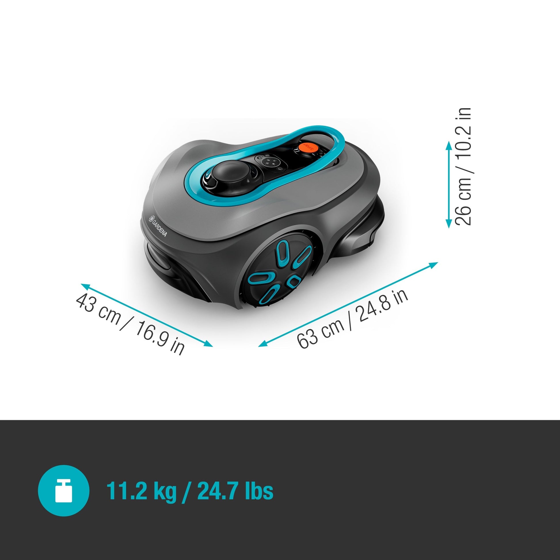 Gardena smart SILENO Free Mähroboter 1200 m² – Technische Ansicht