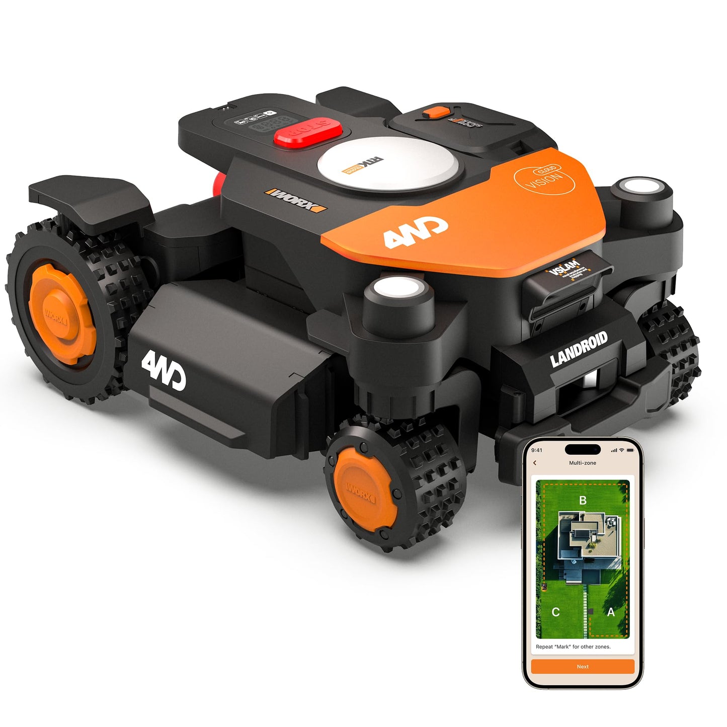 WORX Landroid Vision Cloud WR341E 4WD… – Produktansicht
