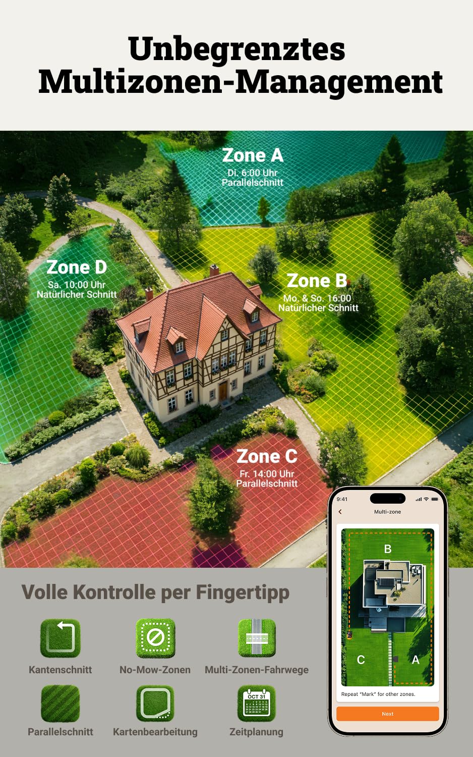 WORX Landroid Vision Cloud WR341E 4WD… – Anwendung im Garten